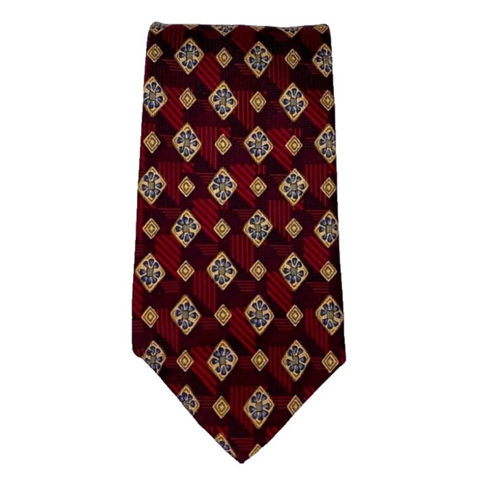 Jos A Bank Signature Gold Limited Edition 54/96 Silk Red Geometric Numbered